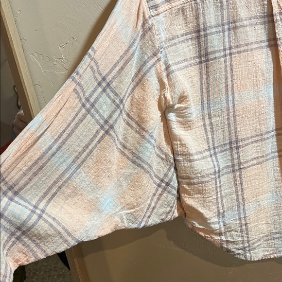 Free People Cropped Cutie Plaid Button Up Shirt - Picture 5 of 7